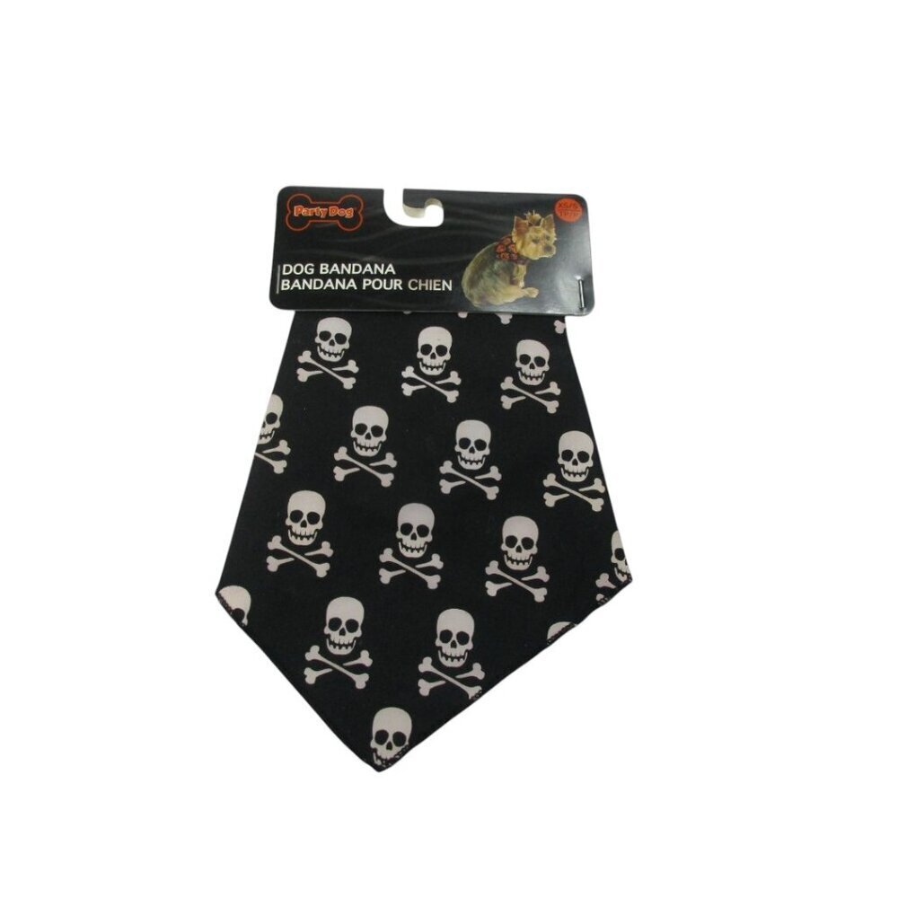 SimplyShe Party Dog Pirate Skull & Crossbones‎ Print Dog Bandana XS Black White